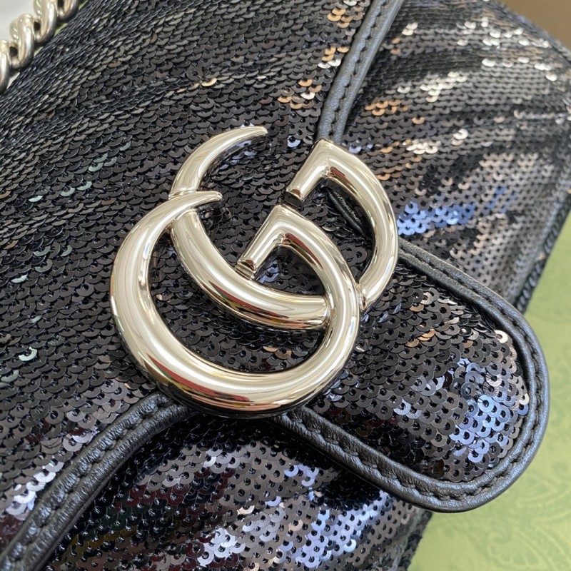 Gucci GG Marmont Super Mini 446744 Designer Black Handbags